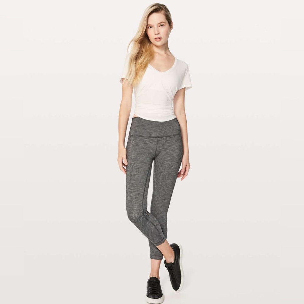 Lululemon Wunder Under Hi-Rise 7/8 Tight *Full-On Luxtreme" Heathered Black Sz 4